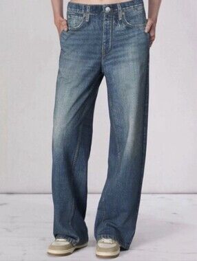 Mila Rosabella Denim Printed Sweatpants Jeans Size M Wide Leg Pull On Blue Comfy
